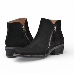 White Mountain Women's Altos Z Suede Block Heel Ankle Boots, Black Size 8 Rodeo